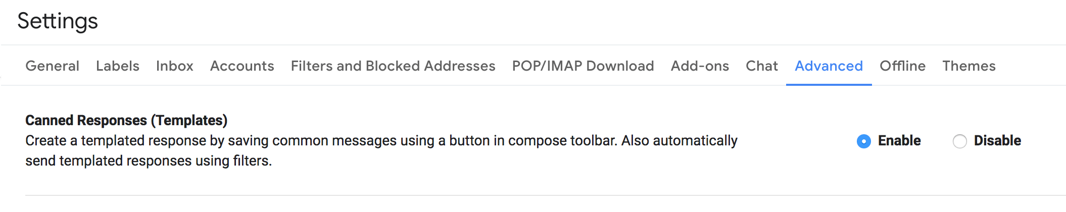 Gmail canned responses setting