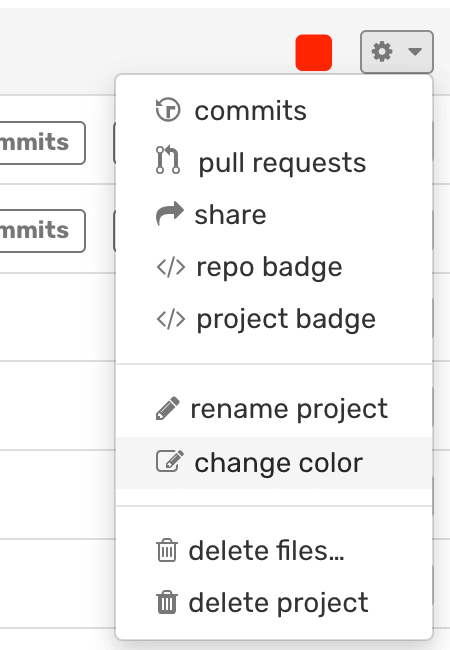 project colors dropdown screenshot